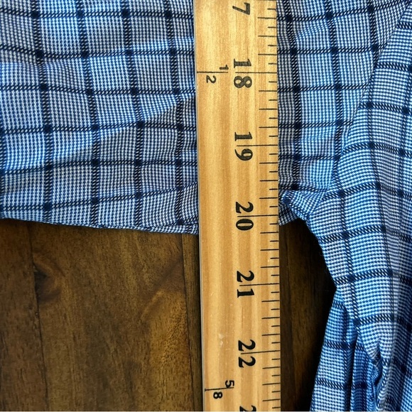 NWT Anthropologie Blue Plaid Off the Shoulder Peasant Top Bell Sleeve Large 0035 - Picture 8 of 8